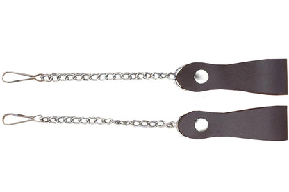 Pair of Sporran Suspenders Black Brown Leather with Heavy Chain & Heavy Hook