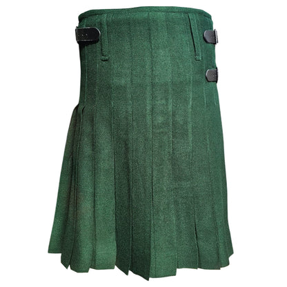 Men’s Scottish Kilt Traditional Plain Green 6 yard Kilts Tartan Highland Wear