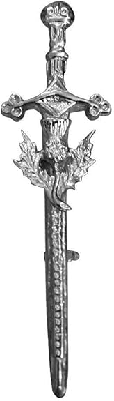 AAR Brand New Thistle Badge Kilt Pin 4" Chrome Antique Finish Scottish Highland Kilt Pin