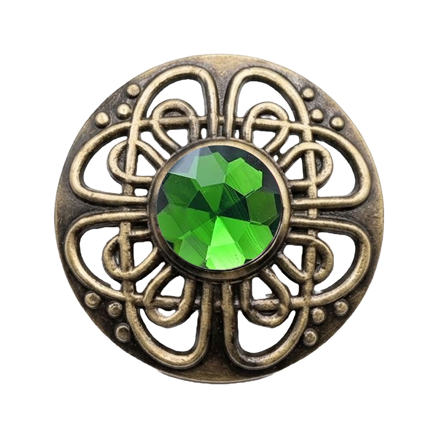 Antique Scottish Celtic Knot Fly Plaid Brooch 3" Pewter Kilt Brooch Gemstone Pin