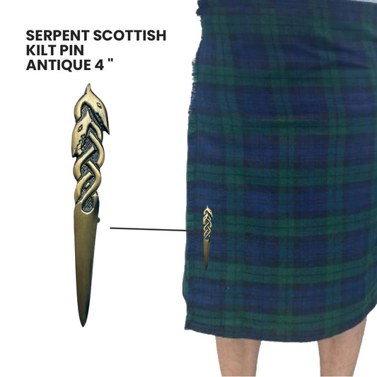 Kilt Pin's Scottish Serpent Highland Kilt's Pin Color Antique Finish Size 4"