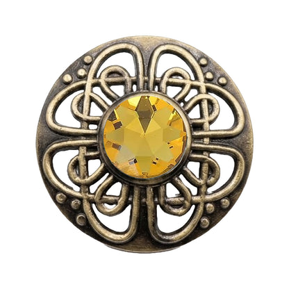Antique Scottish Celtic Knot Fly Plaid Brooch 3" Pewter Kilt Brooch Gemstone Pin