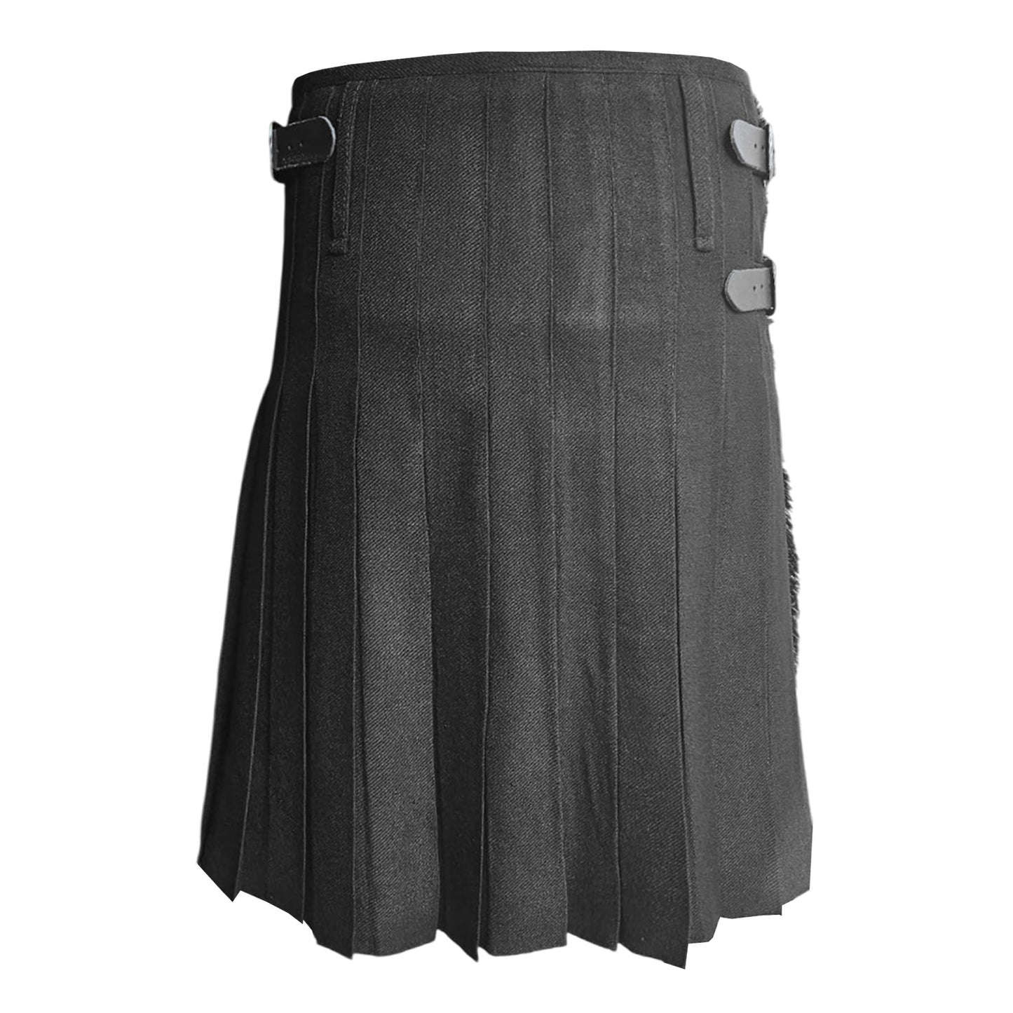 Men’s Scottish Kilt Traditional Plain Black 6 yard Kilts Tartan Highland Wear