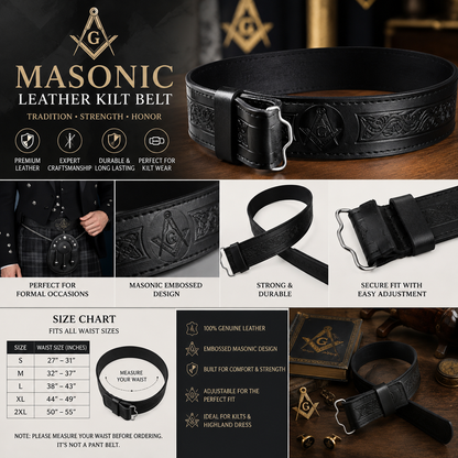 Masonic Kilt belt without Buckle