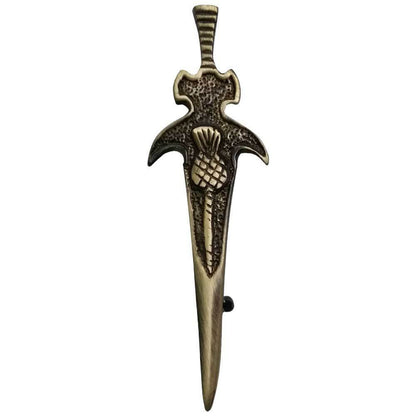 AAR Scottish Kilt Pin Thistle Design Antique and Silver Finish