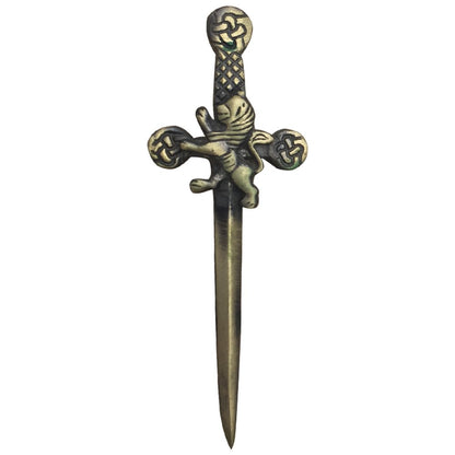 Rampant Lion Kilt Pin – Antique Finish, 4-Inch with Swivel Locking Back | Scottish Highland Accessory by AAR