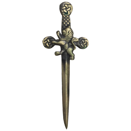 Rampant Lion Kilt Pin – Antique Finish, 4-Inch with Swivel Locking Back | Scottish Highland Accessory by AAR