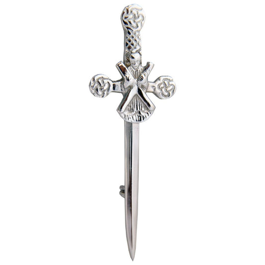 AAR Celtic Kilt Pin with St Andrew Badge Design Chrome Finish