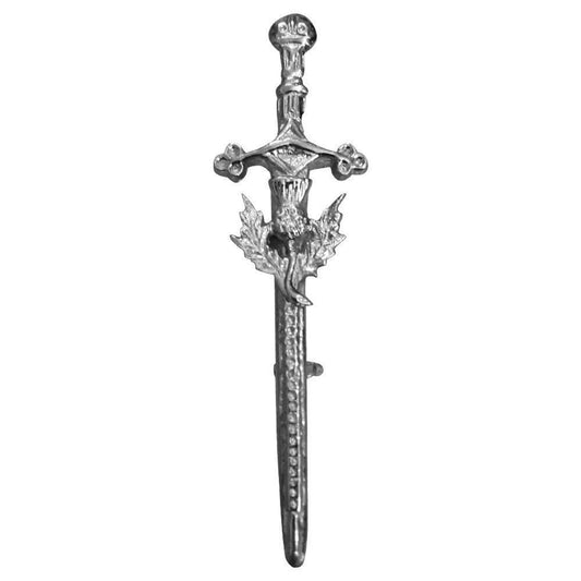AAR Brand New Thistle Badge Kilt Pin 4" Chrome Finish Scottish Highland Kilt Pin