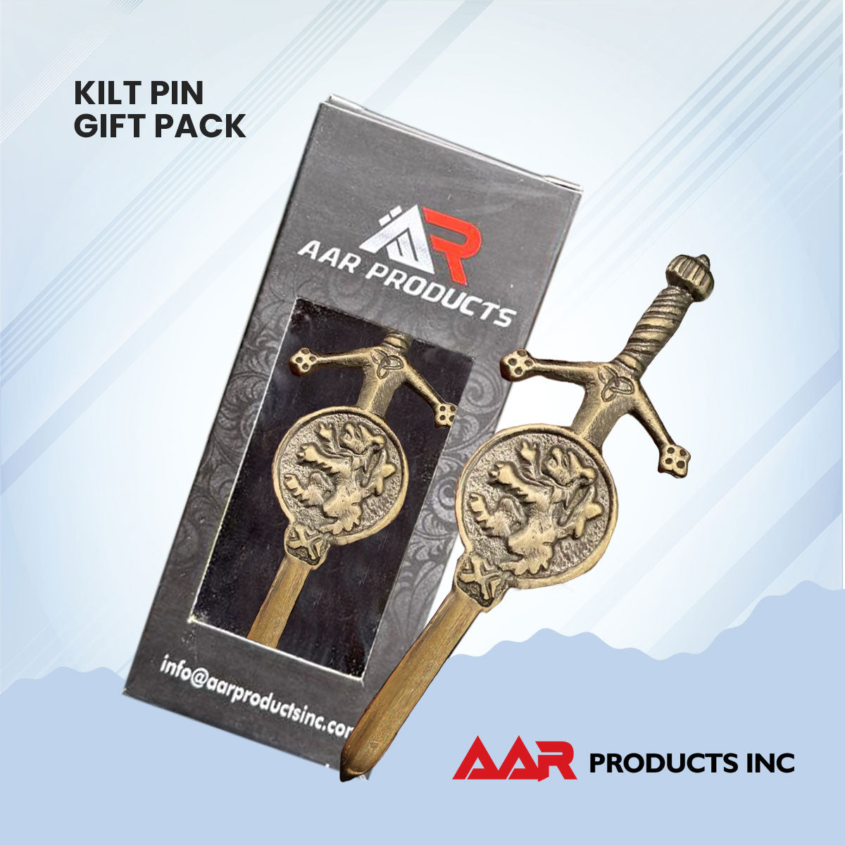 Brand New Kilt Pin with Rampant Lion Badge Antique Finish