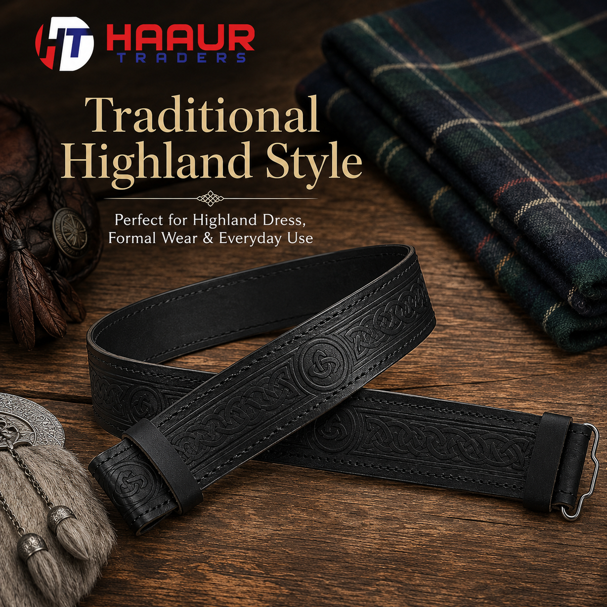 Celtic Kilt Belt without Buckle