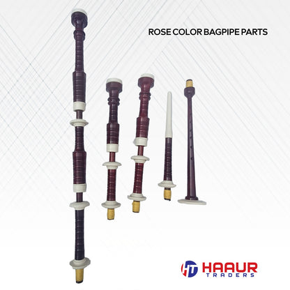 Scottish Bagpipe Rose Color with Royal Stewart Cover & Cord Ivory Mounts