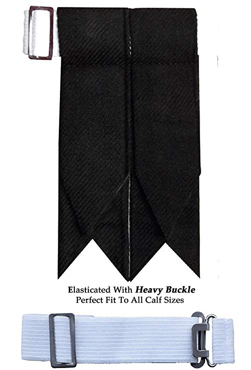 Solid Plain Black Flash Kilt Hose/Sock Flashes