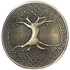 AAR Tree Celtic Round Kilt Belt Buckle Antique/ Chrome Finish/Belt Buckles (Antique)