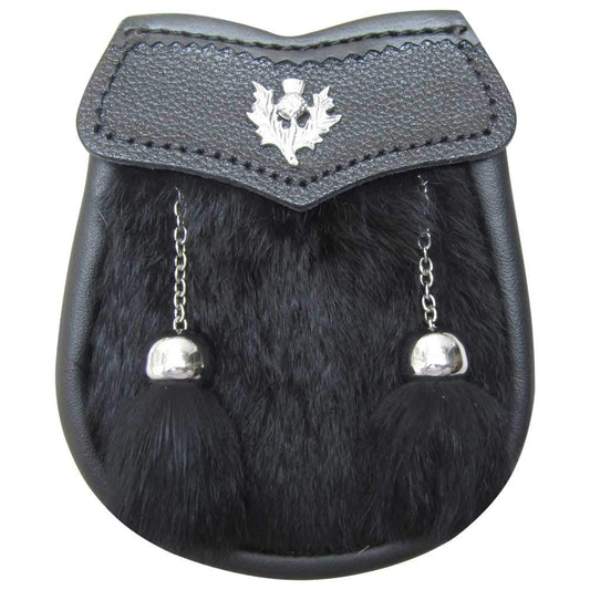 AAR Brand New Thistle Badge Boy Sporran Fur With 2 Tassels