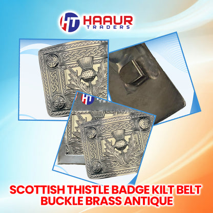 Men’s Celtic Kilt Belt Buckle Thistle Antique Finish / Celtic Kilt Belt Buckle