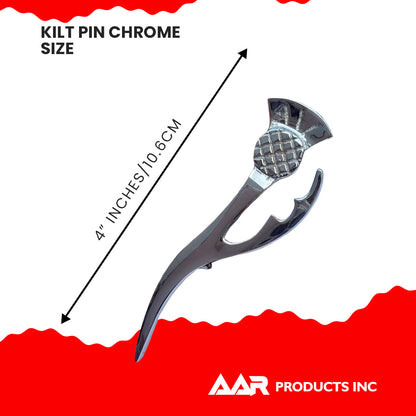 AAR Scottish Thistle Heritage Kilt Pin 4" Chrome Finish