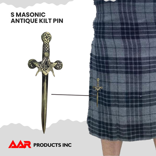Celtic Sword Masonic Kilts Pin Antique Finish 4" Masonic