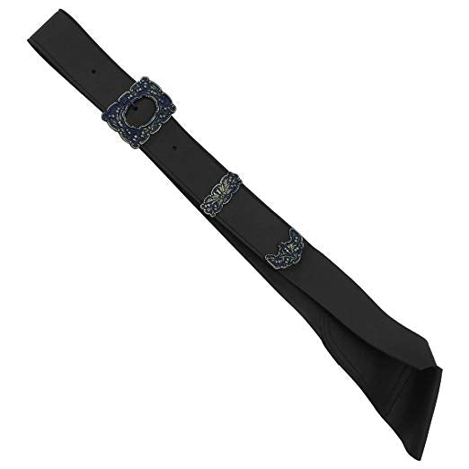 Bagpipe Piper Cross Belt – Black Leather with Antique Thistle Mounts | AAR Highland Ceremonial Belt