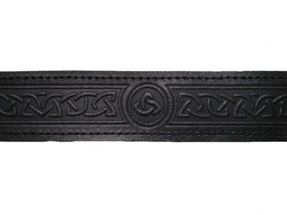 AAR Leather Celtic Design Kilt Belt Black & Brown With Chrome Finish Buckle Scottish Highland