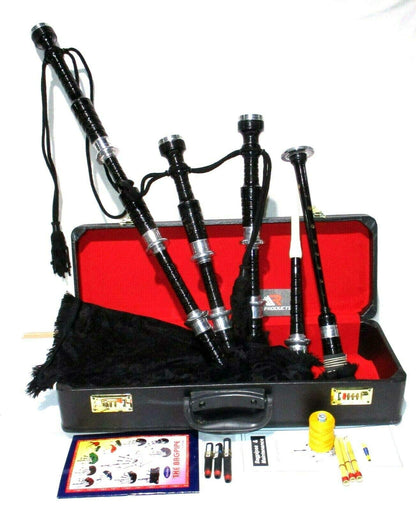 Great Highland Bagpipes Set – Silver Mounts with Case & Tutor