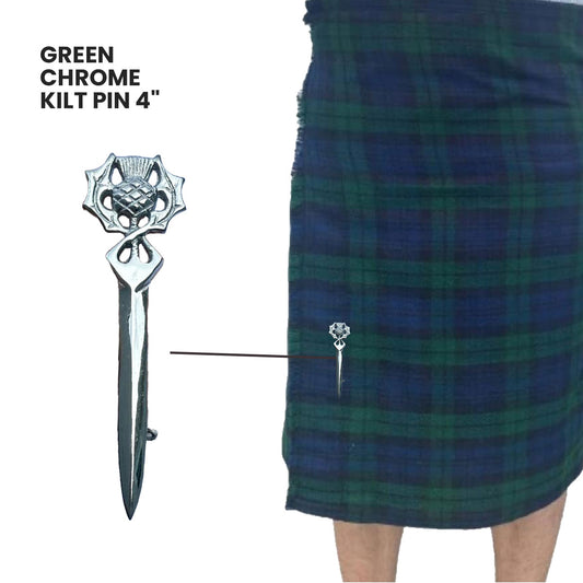 Scottish Kilt Pins Thistle Design Highland Kilt Pin Chrome Finish Brass