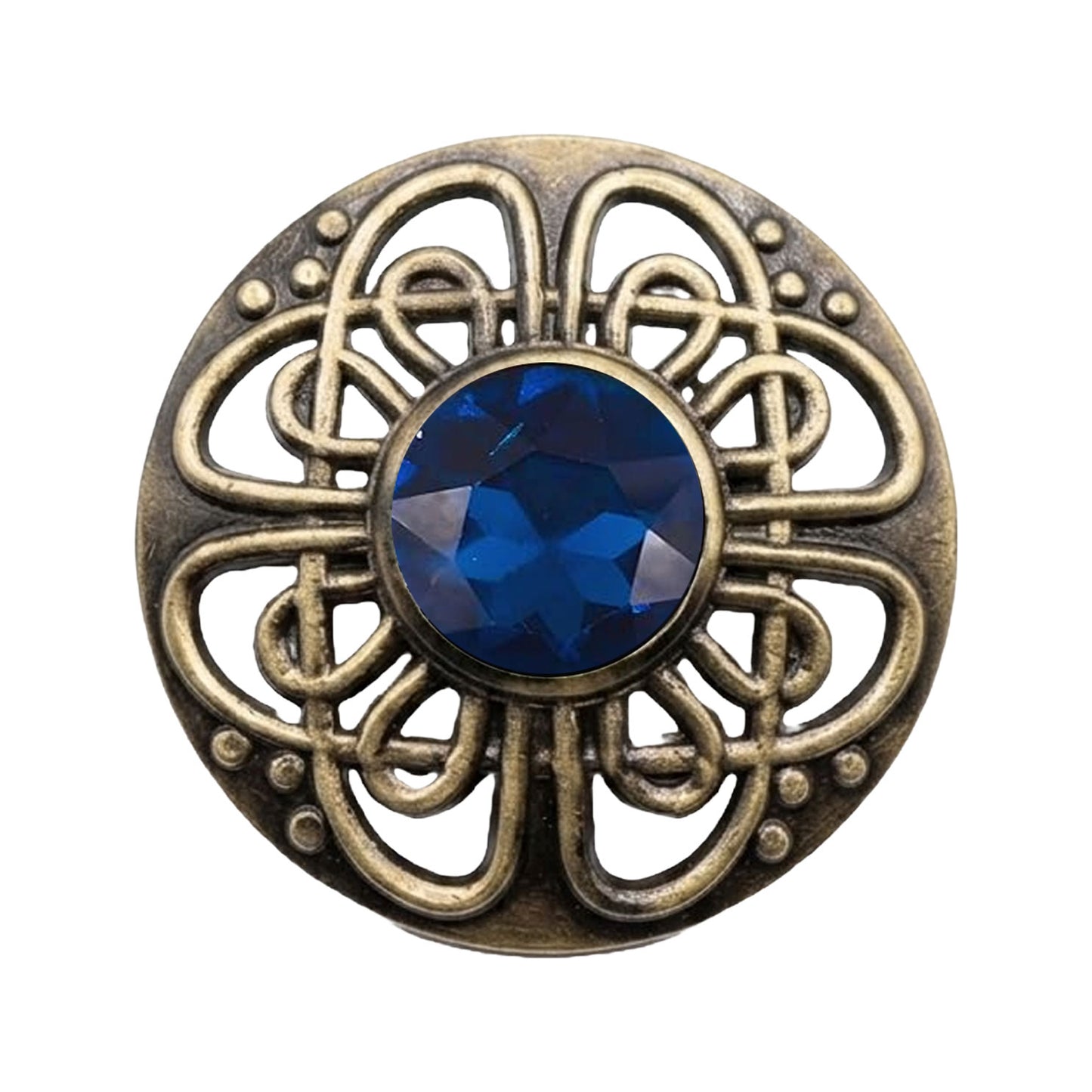 Antique Scottish Celtic Knot Fly Plaid Brooch 3" Pewter Kilt Brooch Gemstone Pin
