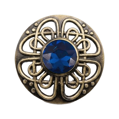 Antique Scottish Celtic Knot Fly Plaid Brooch 3" Pewter Kilt Brooch Gemstone Pin