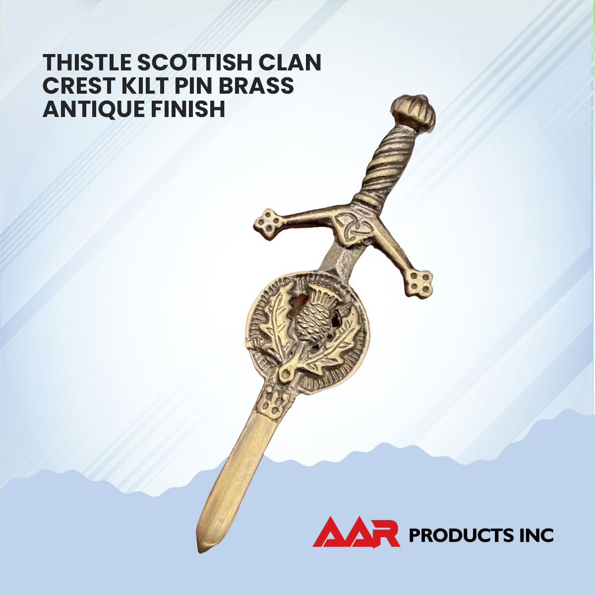 Brand New Celtic Kilt Pin with Thistle Badge Design Antique Finish