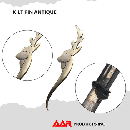 Kilt Pin Scottish Stag Head Highland Kilt Pins Antique Finish 4.5"