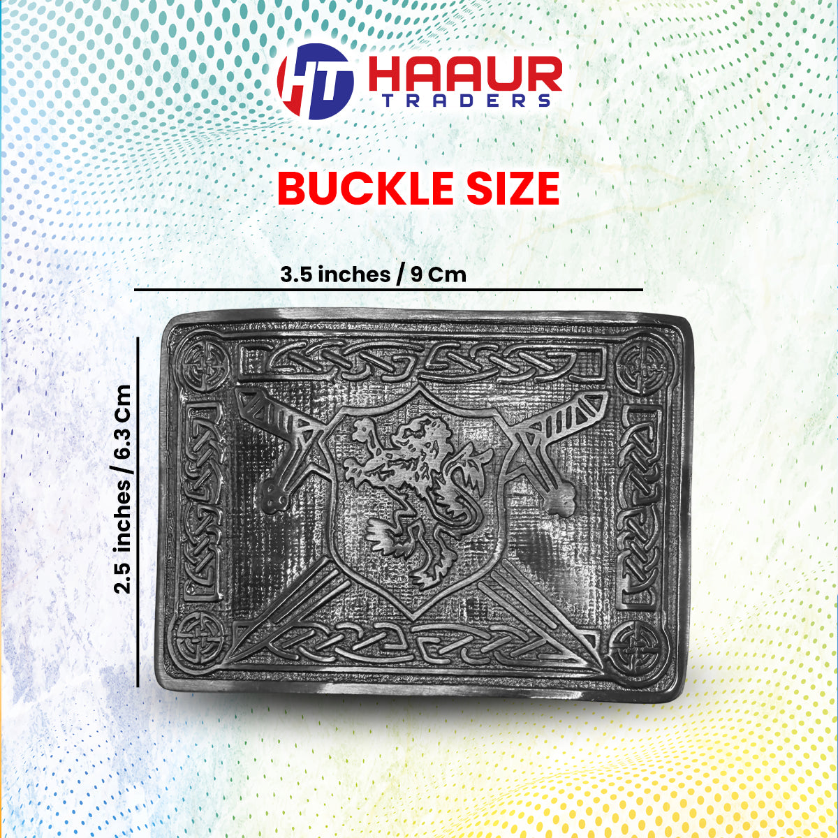 AAR Men Scottish Kilt Belt Buckle Rampant Lion Black Finish Kilt Pin Socks