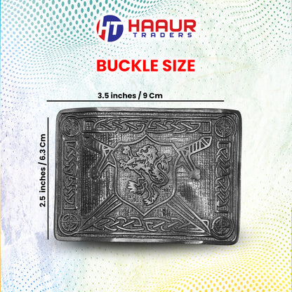 AAR Men Scottish Kilt Belt Buckle Rampant Lion Black Finish Kilt Pin Socks