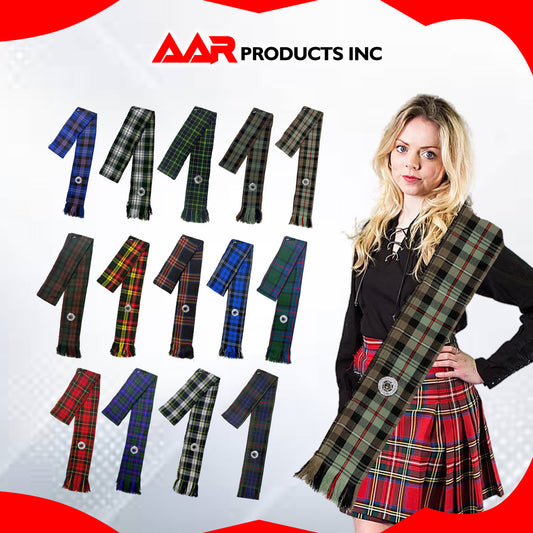 AAR Women’s Tartan Clan Sash – Scottish Highland Wear with Brooch – 90 x 10.5 Inches