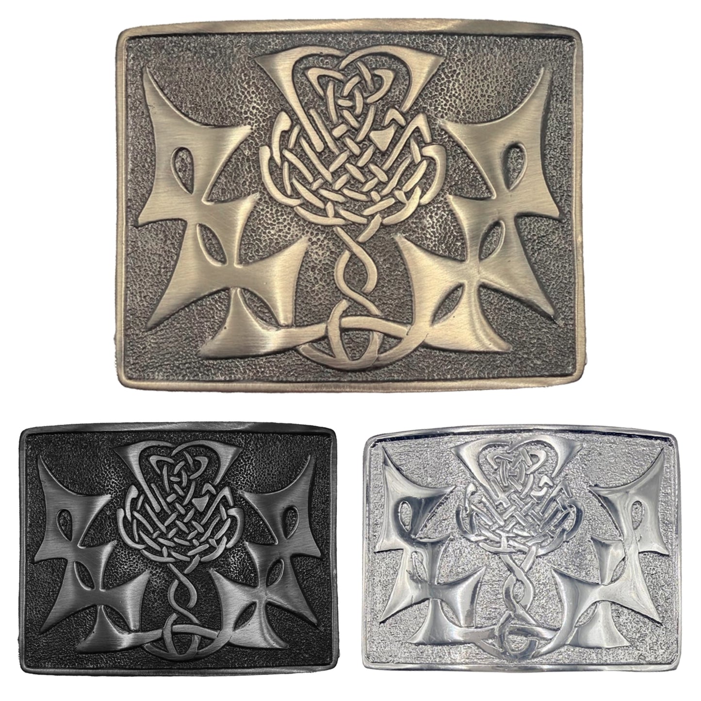 Scottish kilt Belt Buckle Celtic Knot Design Antique/Chrome/Jet Black Finish