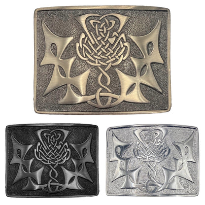 Scottish kilt Belt Buckle Celtic Knot Design Antique/Chrome/Jet Black Finish
