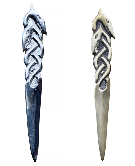 AAR Scottish Serpent Kilt Pin – 4" Antique & Chrome Finish | Highland Celtic Brooch for Kilts