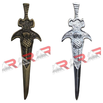 AAR Sword & Modern Thistle Kilt Pin – 4" Chrome Finish | Scottish Highland Kilt Accessory