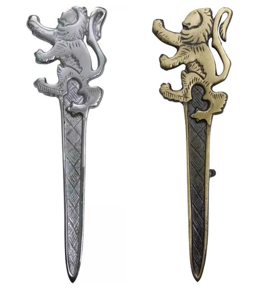 Kilt Pin Scottish Classic Lion Rampant Silver Antique and Chrome Finish High Quality 4" AAR