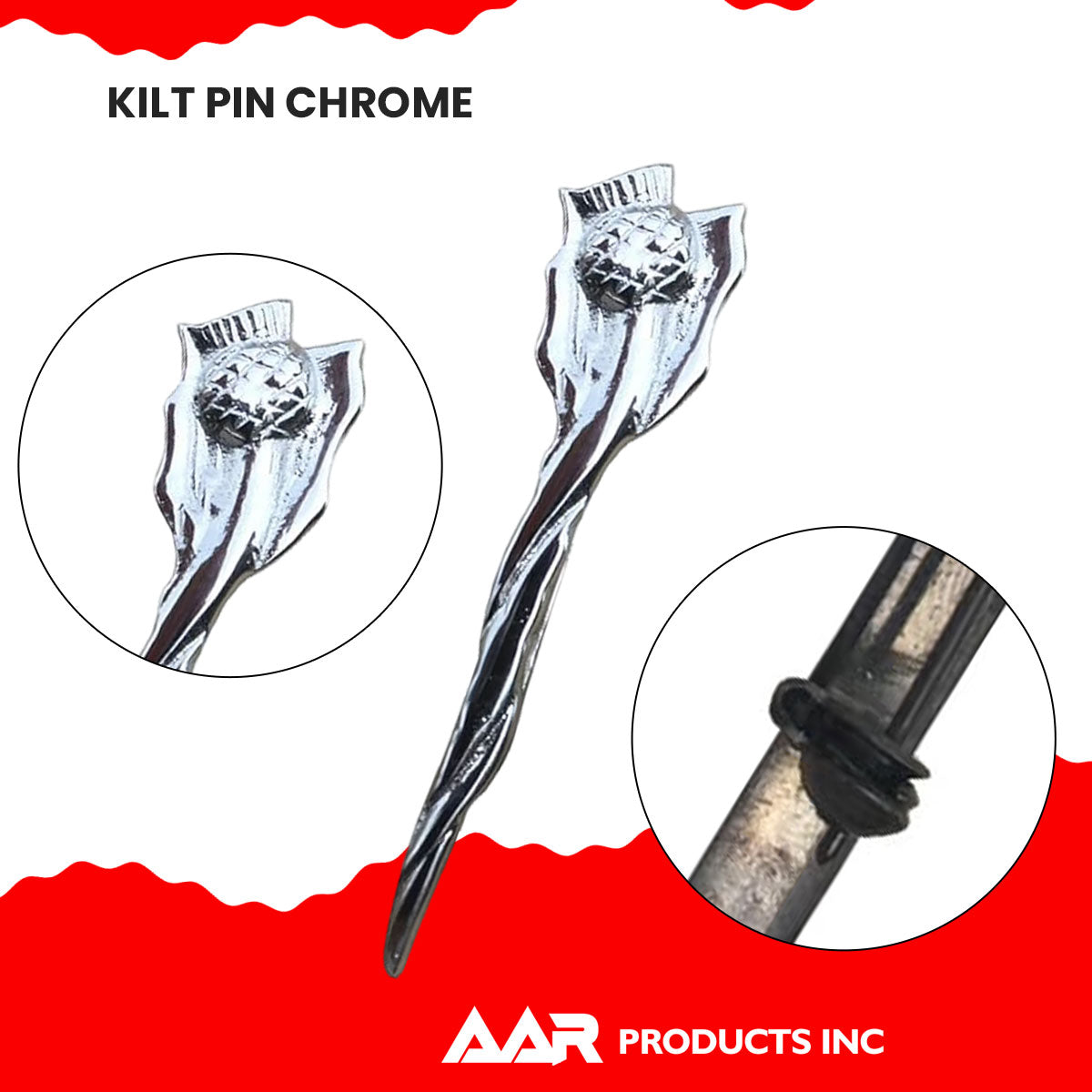 Scottish Thistle Celtic Crest Kilt Pin High Quality Chrome Finish Kilt Pin 4"