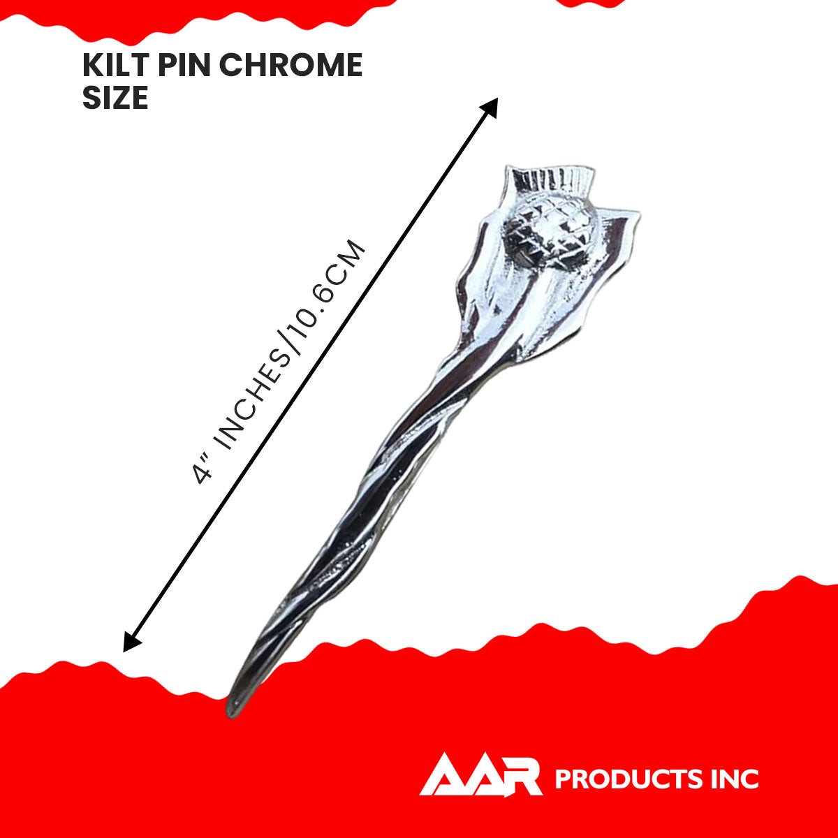 Scottish Thistle Celtic Crest Kilt Pin High Quality Chrome Finish Kilt Pin 4"
