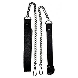 Brand New Black Leather Sporran Chain with Strap