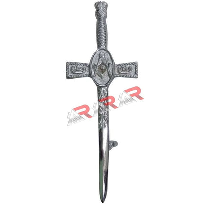 New Masonic Kilt Pin 4" Antique Chrome Finish Scottish Highland Quality Kilt Pins AAR