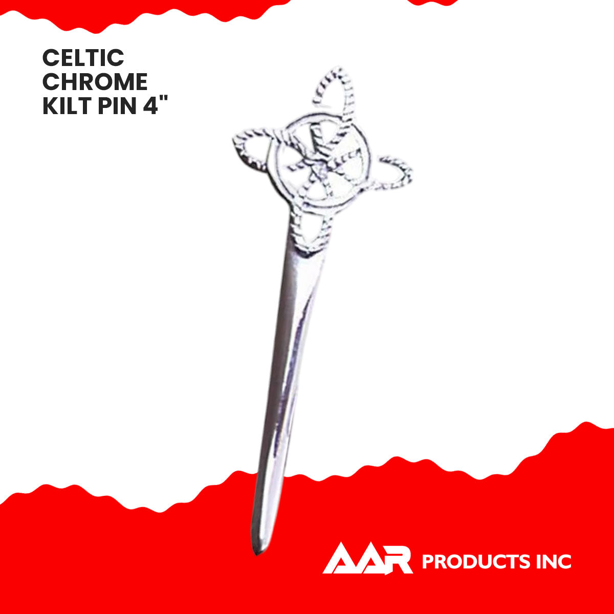 Scottish Kilt Pin Highland Celtic Twist Chrome Plated 4"