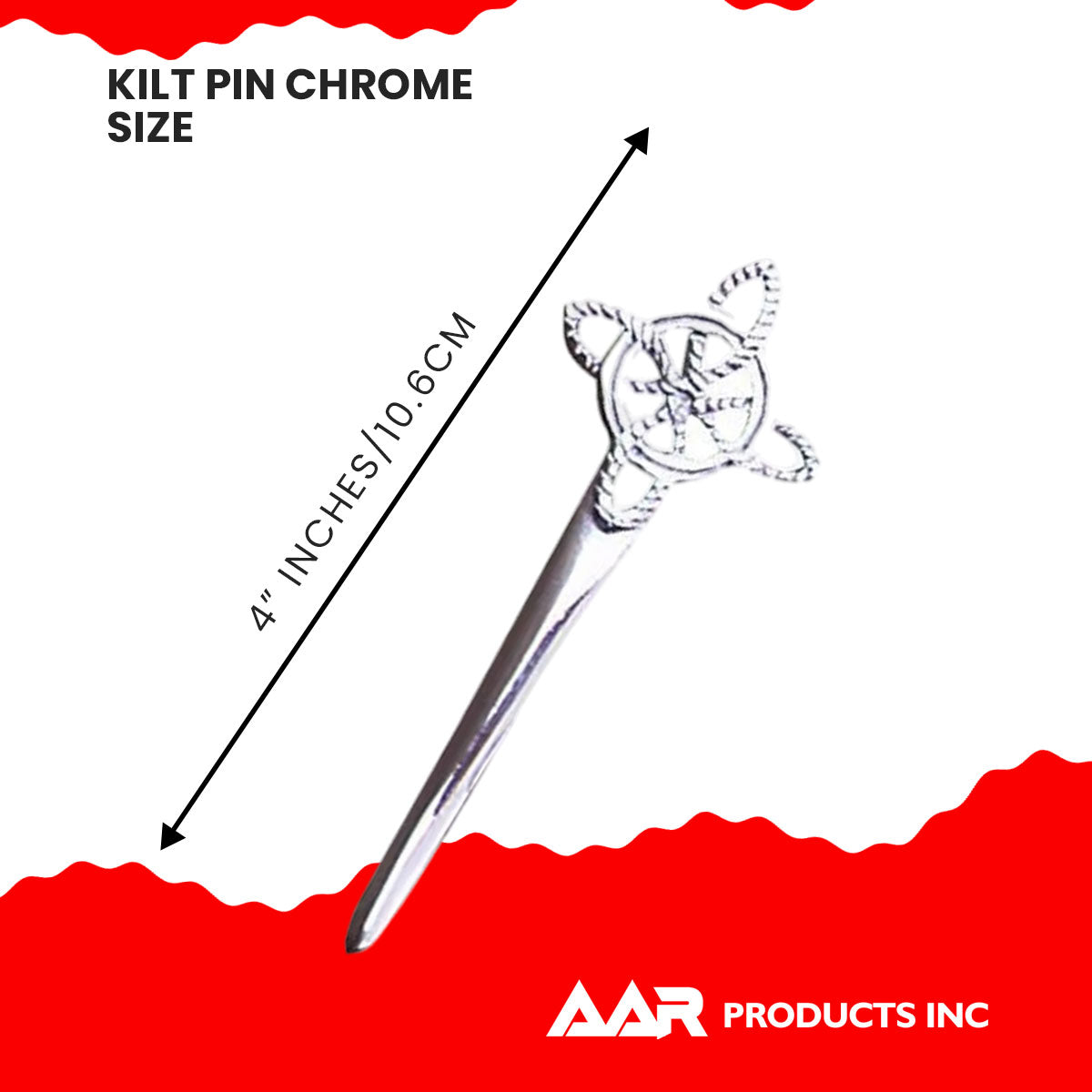Scottish Kilt Pin Highland Celtic Twist Chrome Plated 4"