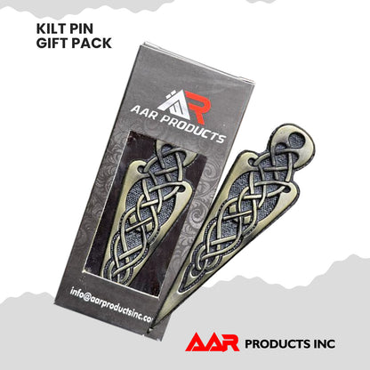 AAR Celtic Knot Swirl Kilt Pin – 4" Antique & Chrome Finish | Scottish Highland Kilt Brooch for Men