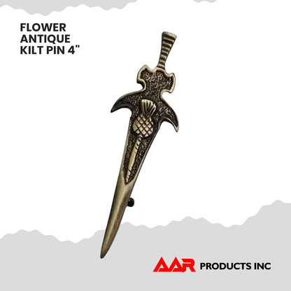Kilt Pin Sword Modern Thistle Scottish Antique Finish 4"