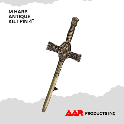 Masonic Kilt Pin 4" Antique Finish Scottish Highland Quality