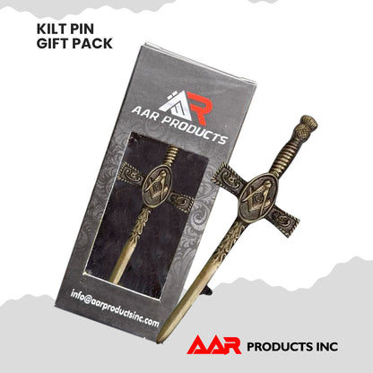 Masonic Kilt Pin 4" Antique Finish Scottish Highland Quality