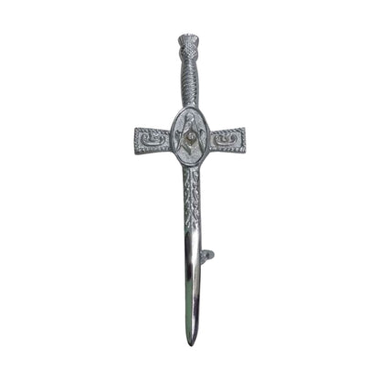 Scottish Sword Highland Kilts Pin Masonic Chrome Finish 4"