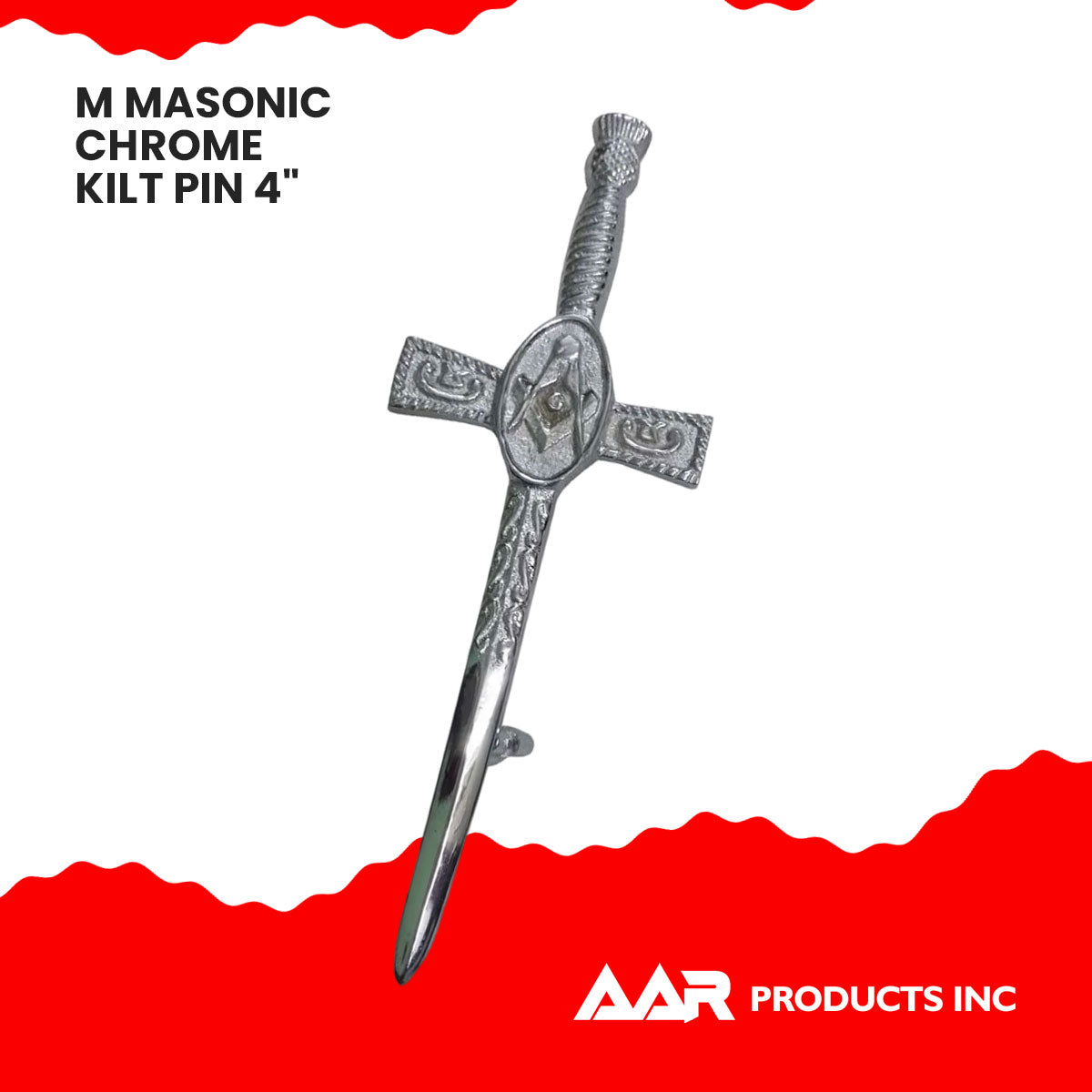 Scottish Sword Highland Kilts Pin Masonic Chrome Finish 4"